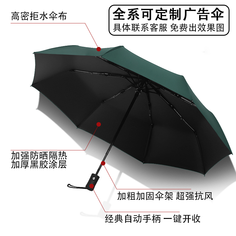 全自动雨伞女晴雨两用大号男防晒防紫外线遮太阳折叠定制logo广告 - 图3