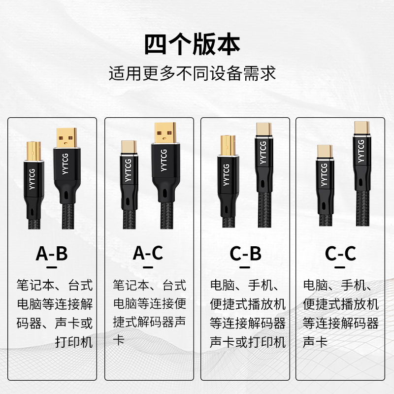 usb音频线A转B方口C转B电脑解码器typec声卡打碟机镀银连接数据线-图1