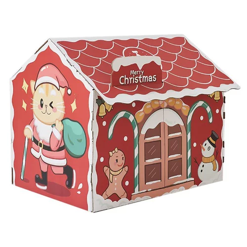 Рождественский кот захватывает кошачий дом кот кот гнездо встроенная гофрированная бумага -устойчивый