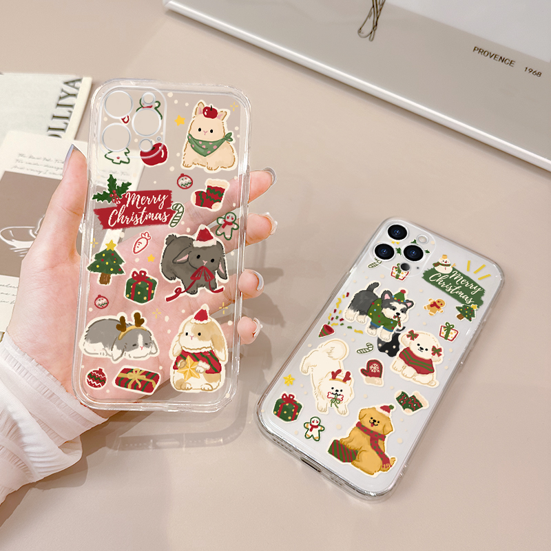适用苹果15promax手机壳新款iPhone14圣诞小狗plus防摔13pro透明软12mini硅胶ip11全包xr/xs超薄7/8p秋冬6s女 - 图2