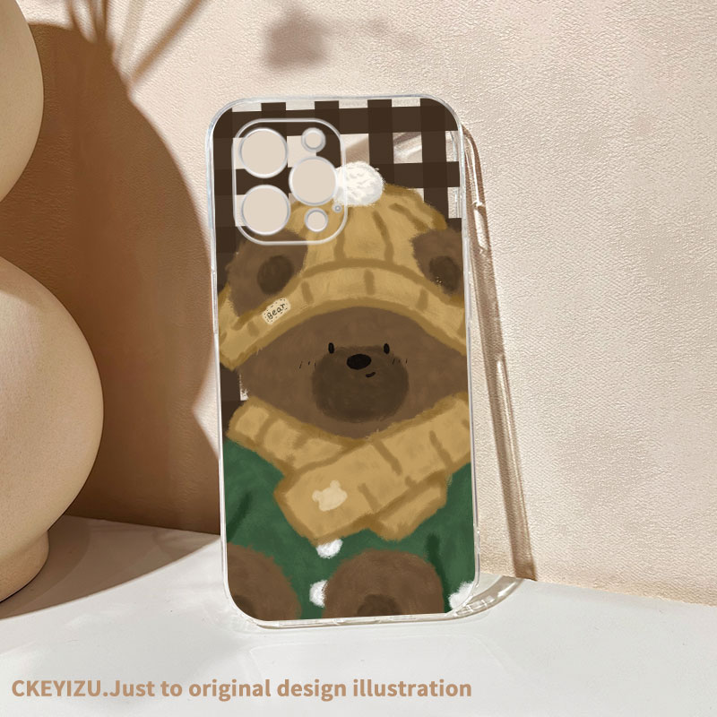 冬日毛绒小狗适用苹果16promax手机壳新款iPhone15透明14plus软硅胶13pro全包11/12mini防摔xs女8p/7超薄6sp - 图0