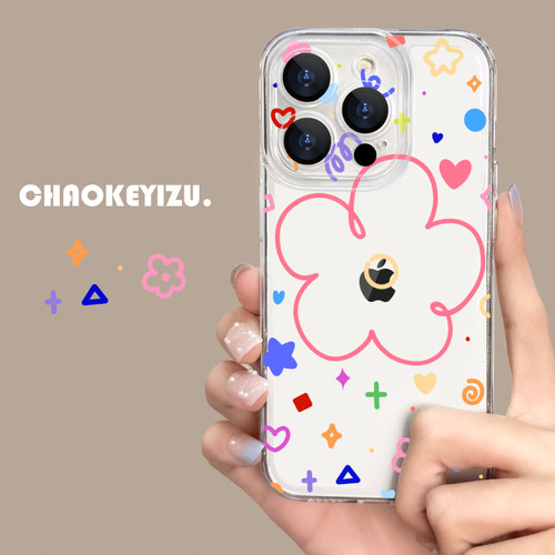 适用于苹果13手机壳新款iPhone15promax线条星星14plus直边透明12mini软硅胶17pro全包xs/xr防摔7/8p超薄6sp - 图1