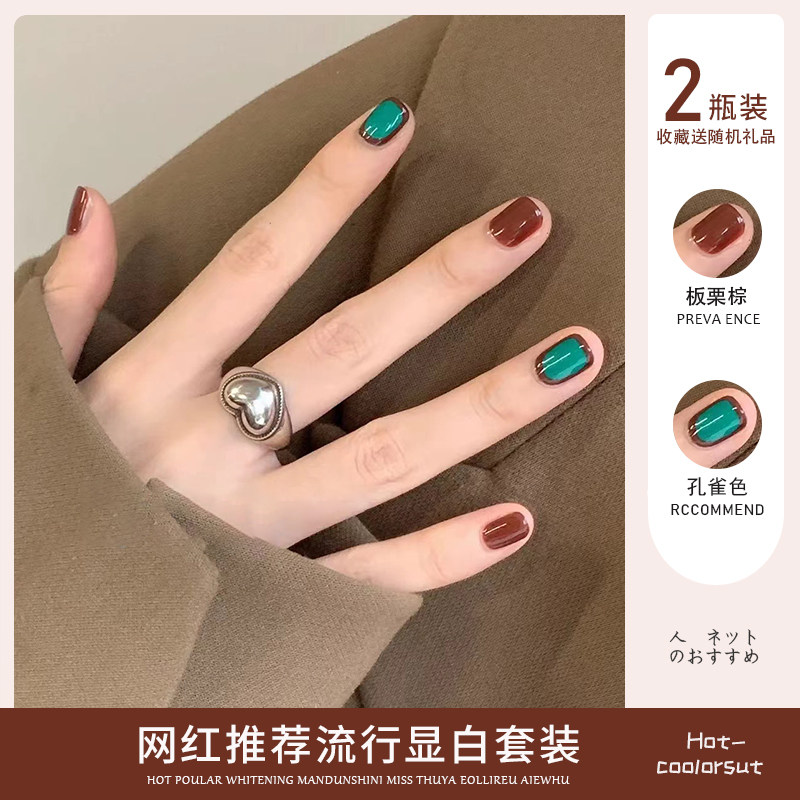 雾霾灰蓝色指甲油胶2026年新款流行小红书网红渐变美甲光疗胶套装
