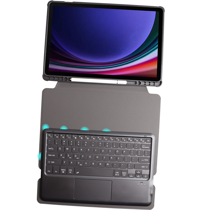 适用2024三星Galaxy Tab S10+保护套带笔槽蓝牙键盘鼠标12.4英寸平板电脑SM-X820/X826B全包软壳旋转横竖支架