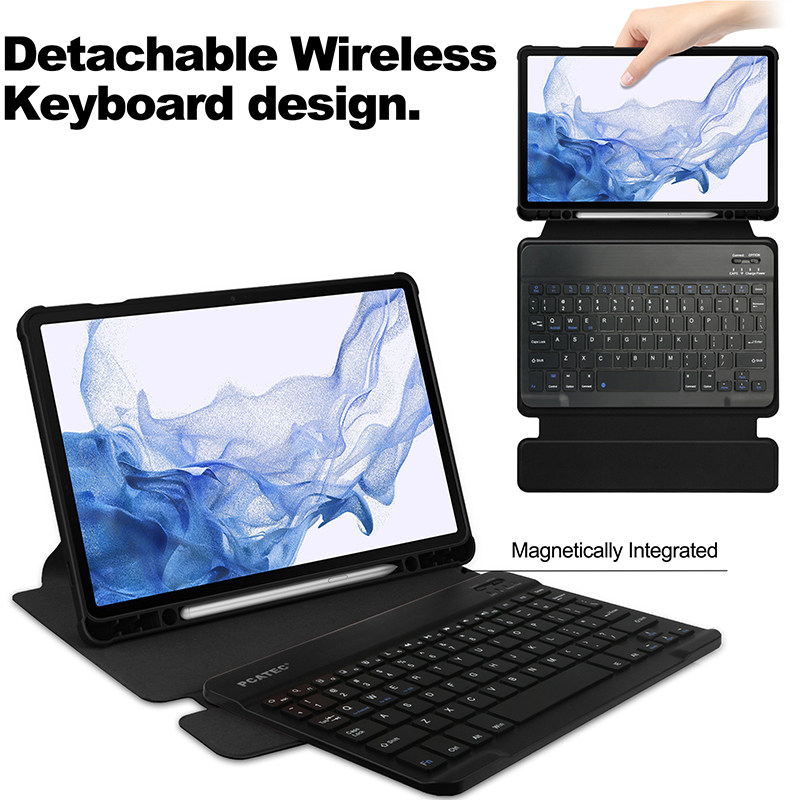 适用2023三星Tab S9保护套带笔槽蓝牙键盘触摸板鼠标11寸平板电脑SM-X710/X716B全包边软壳旋转皮套X718U防摔