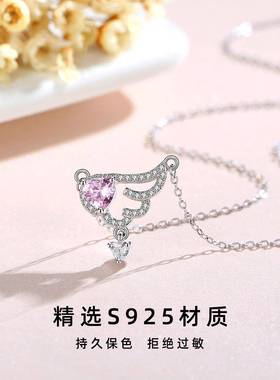 摩天轮原创天使的翅膀项链女百搭高级感S925纯银小众锆石饰品