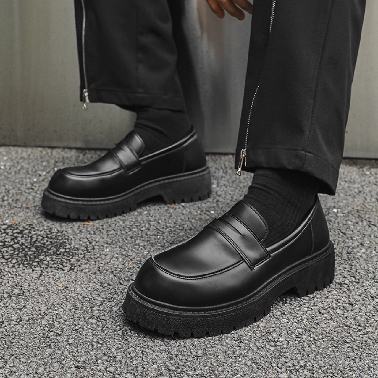乐福鞋男秋季英伦厚底一脚蹬豆豆鞋黑色百搭时尚休闲大头皮鞋男款,淘宝优惠券,粉丝福利购,淘宝优惠卷