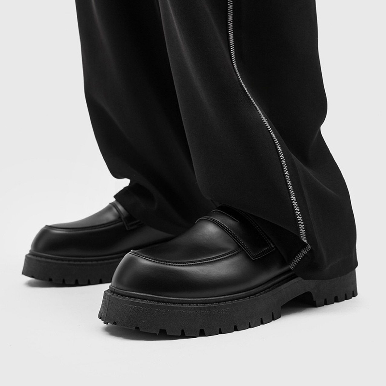 乐福鞋男秋季英伦厚底一脚蹬豆豆鞋黑色百搭时尚休闲大头皮鞋男款,淘宝优惠券,粉丝福利购,淘宝优惠卷