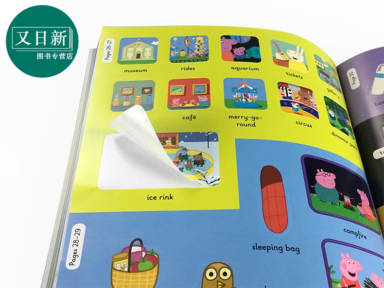 预售粉红猪小猪佩奇1000词配贴纸 Peppa Pig: 1000 First Words Sticker Book贴纸书单词启蒙亲子互动游戏读物英文原版 3-6岁-图3