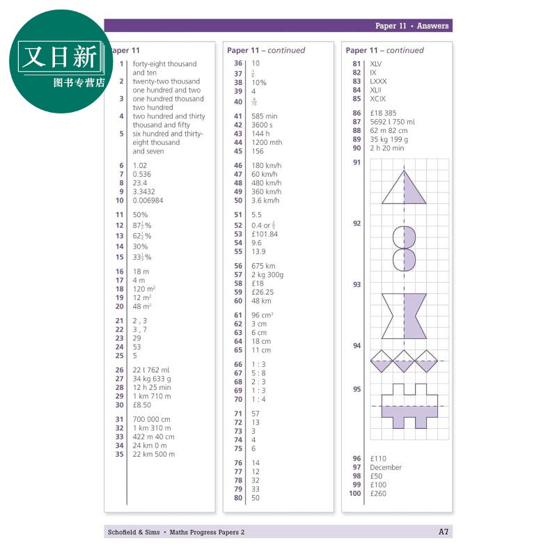 英国S&S教辅 KS2 11+ Maths Progress Papers 2 数学进步试卷2 有答案 9-12岁 英文原版 进口图书 GL CEM考试备考 又日新