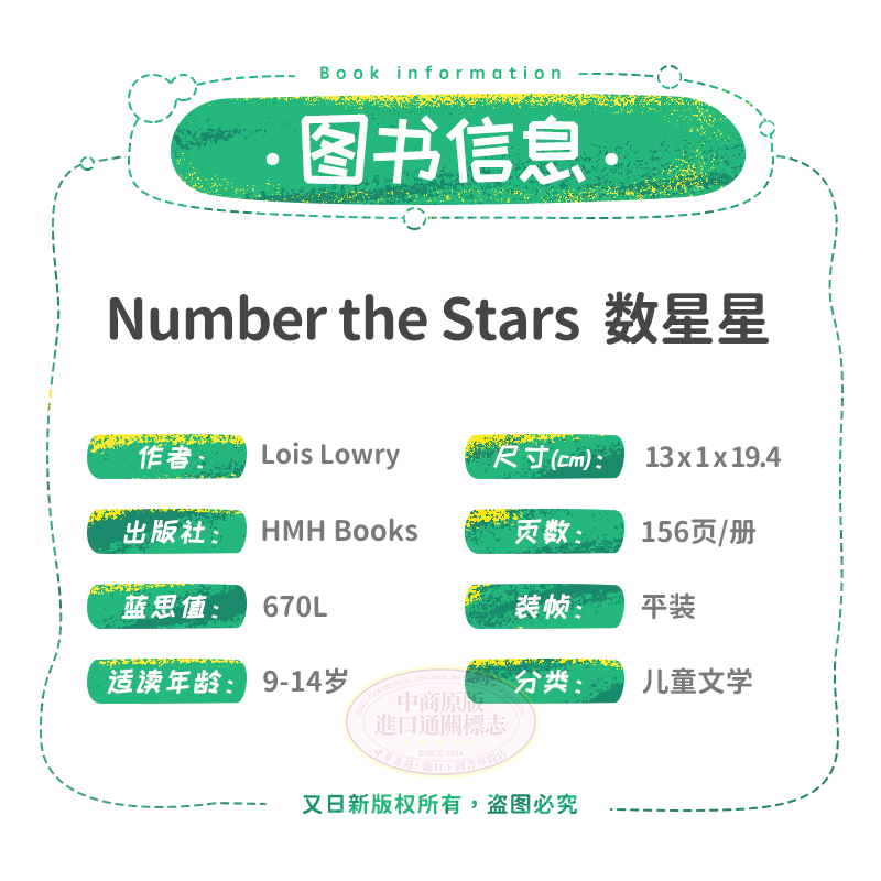 数星星英文原版 Number the Stars Lois Lowry 纽伯瑞金奖小说 洛伊丝劳里 世界儿童文学名著 青少年课外读物进口书 - 图3