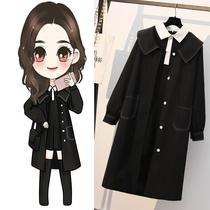 Add Fat overweight pregnant woman jacket autumn winter clothing loose medium long version Korean version 200 catty sister doll collar windsuit
