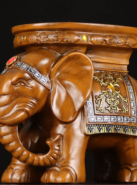 大象换鞋凳客厅小象换鞋登仿实木大象凳子吉祥大象摆件创意装饰品