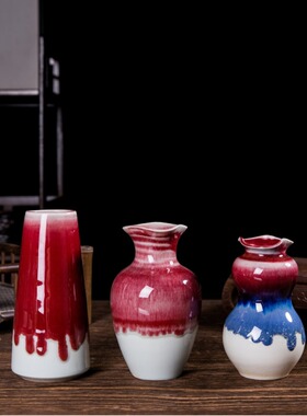 厂家景德镇陶瓷异性花瓶创意复古插花梅瓶中式家居陶瓷工艺品摆件
