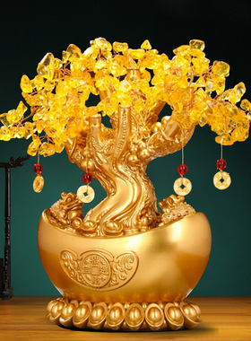 厂家直销批发天然水晶招财树钱袋树发财树摇钱树商务工艺礼品摆件