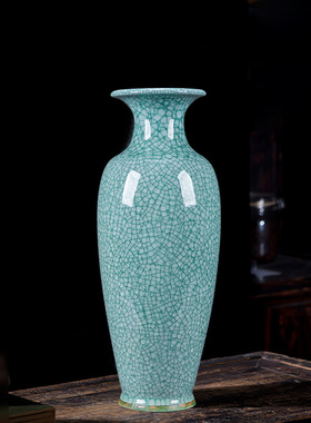 景德镇陶瓷仿古官窑花瓶摆件客厅插花落地花瓶中式家居玄关装饰品