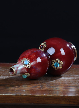 窑变镶钻景德镇陶瓷花瓶摆件客厅插花器仿古钧瓷家居装饰品办公室