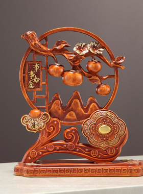 招财鹿摆件葫芦事事如意仿实木乔迁新居客厅玄关酒柜装饰开业礼品