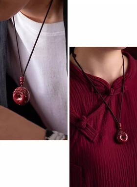 高含量天然原矿貔貅朱砂平安扣吊坠男紫金砂挂件饰品本命年礼物女