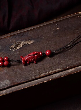 朱砂平安锦鲤钥匙扣挂件女紫金砂小鱼手机链挂绳U盘包包挂饰品男