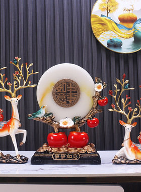 现代事事如意沙漏流沙画梅花鹿摆件客厅玄关电视酒柜装饰乔迁礼品