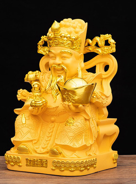 绒沙金摆件沙金财神家居摆件财源广进财神树脂工艺品商务开业礼品