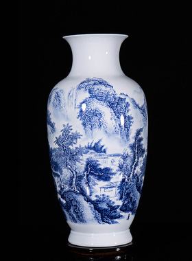 厂家批发景德镇陶瓷花瓶青花粉彩人物花瓶摆件家居陶瓷工艺品摆件