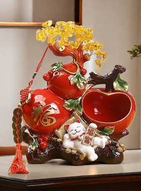 葫芦苹果收纳摆件发财树家居客厅电视柜酒柜招财猫装饰品乔迁礼品