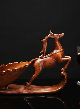 鹿红酒架摆件现代欧式创意简约样板间酒柜装饰品酒吧吧台结婚礼物