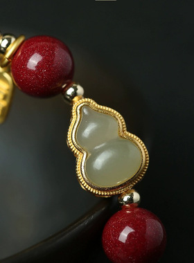 紫金砂朱砂葫芦手链帝王砂福牌手链本命年礼物低含量朱砂手链手串