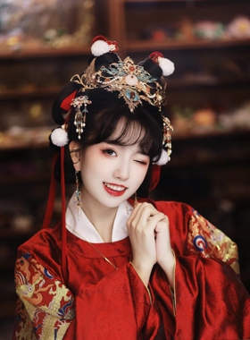 清月鹿鸣发冠全套古风汉服头饰