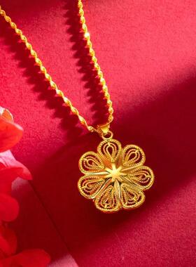 上海张良百货店大花朵吊坠项链女气质款复古大花朵锁骨项链