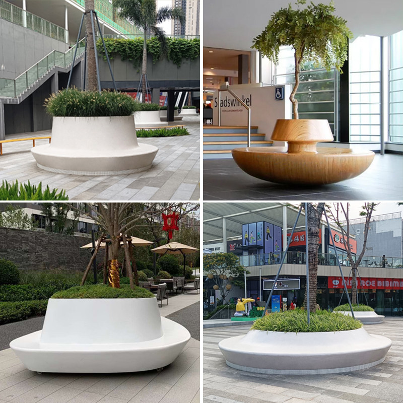 玻璃钢圆形花坛座椅户外异形长条树池坐凳园林景观环形休息凳定制