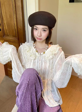 澳洲羊毛贝雷帽女咖啡色大头围2026新款秋冬百搭显脸小画家药盒帽