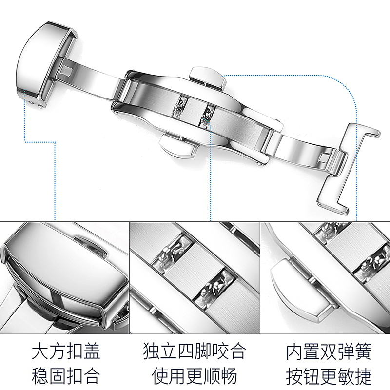 炫烁适配积家手表带月相大师真皮表带男蝴蝶扣手表带约会头层牛皮