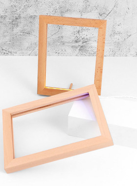 木质发光相框DIY创意led小夜灯木质照片框榉木亚克力发光相框摆件