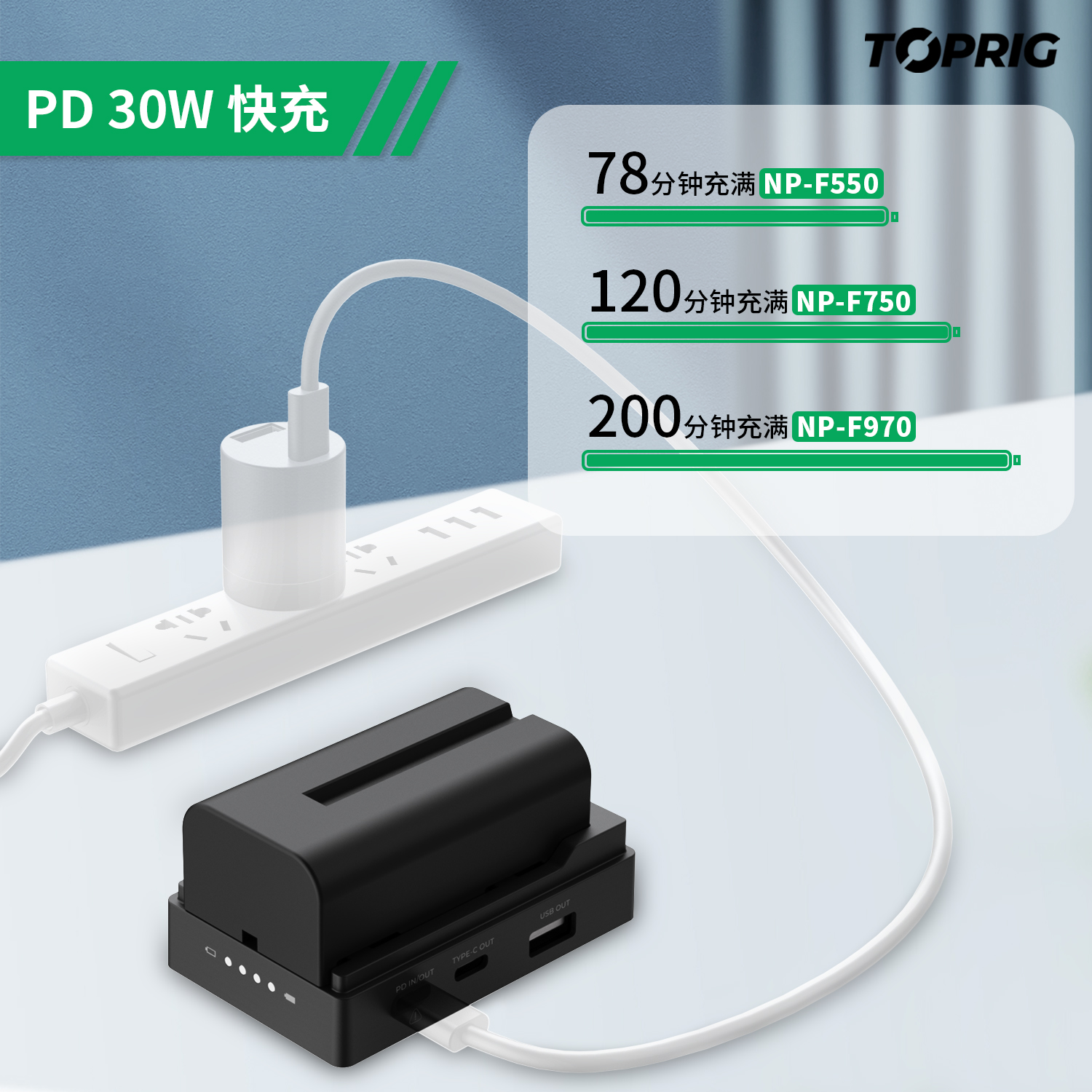 致迅TOPRIG多功能NPF供电扣板快充PD30W多接口输出F970电池底座 - 图0