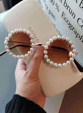 墨镜2024新款珍珠儿童太阳镜女宝宝装饰拍照眼镜宠物猫咪眼镜道具