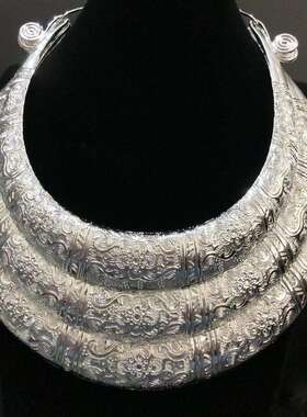 苗银工艺品银饰头饰侗族苗银项圈民族手工演出配饰