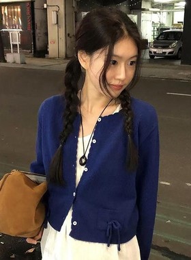 韩国博主同款黑曜石圆圈皮绳项链女小众高级感气质百搭长款毛衣链