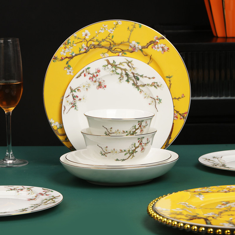 顺祥陶瓷骨瓷碗盘套装家用碗碟乔迁之喜入宅碗超级好看的饭碗餐具,淘宝优惠券,粉丝福利购,淘宝优惠卷