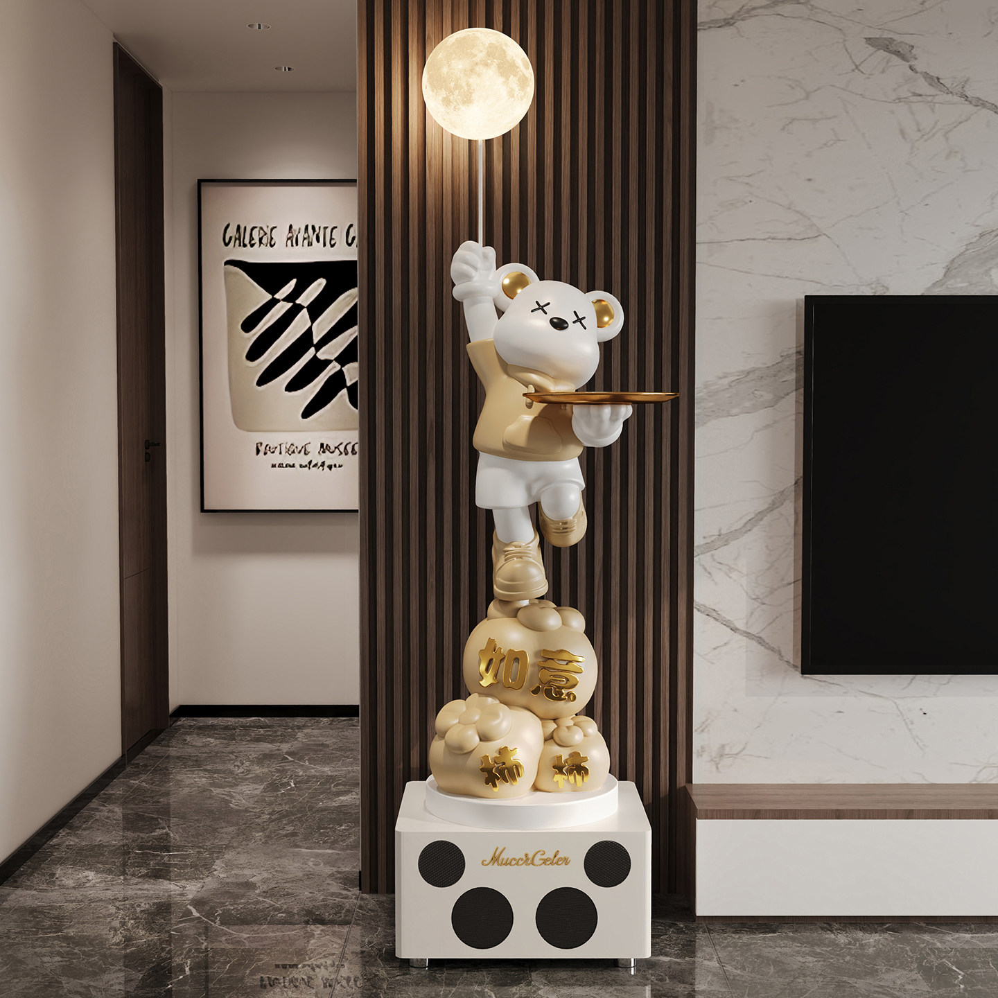 柿柿如意大型落地音箱K歌暴力熊摆件客厅大件电视柜旁边轻奢高端,淘宝优惠券,粉丝福利购,淘宝优惠卷