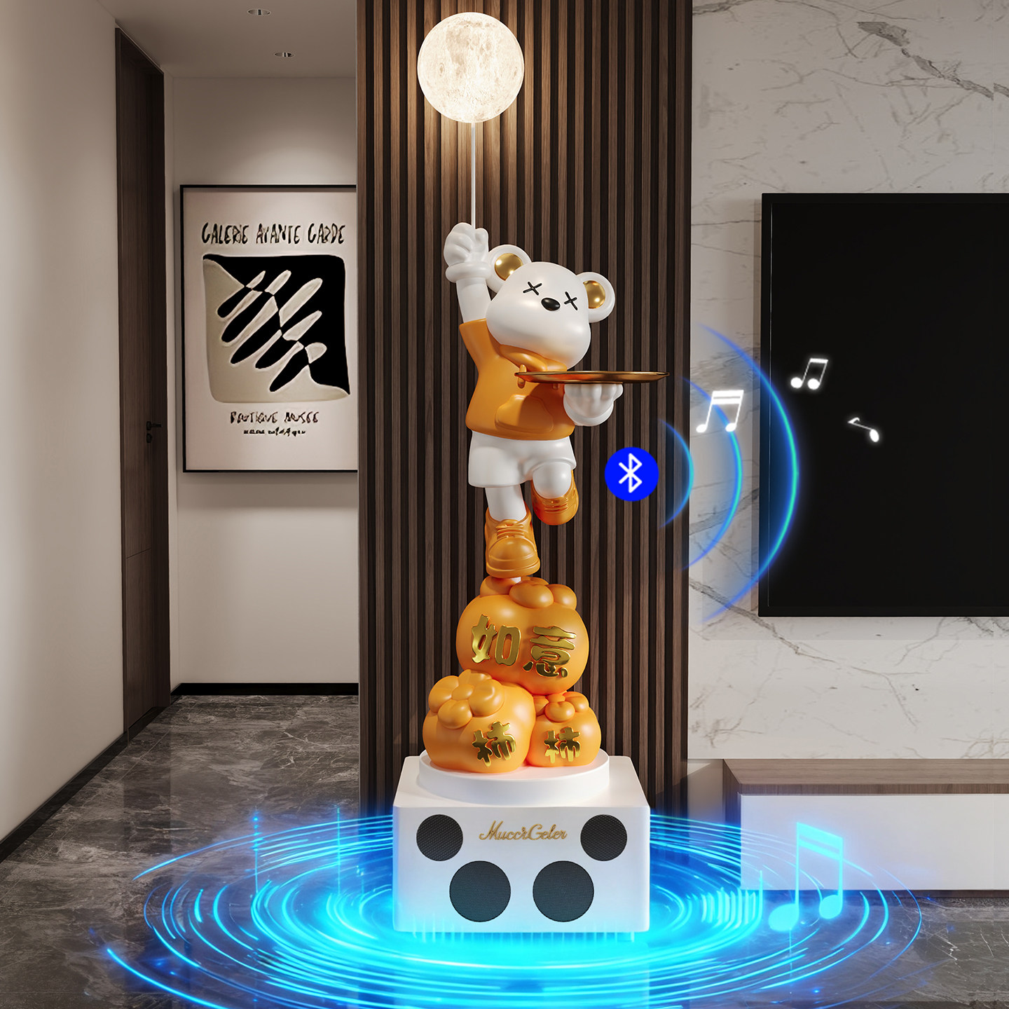 柿柿如意暴力熊摆件大号客厅电视柜高级感轻奢落地装饰品K歌音箱,淘宝优惠券,粉丝福利购,淘宝优惠卷