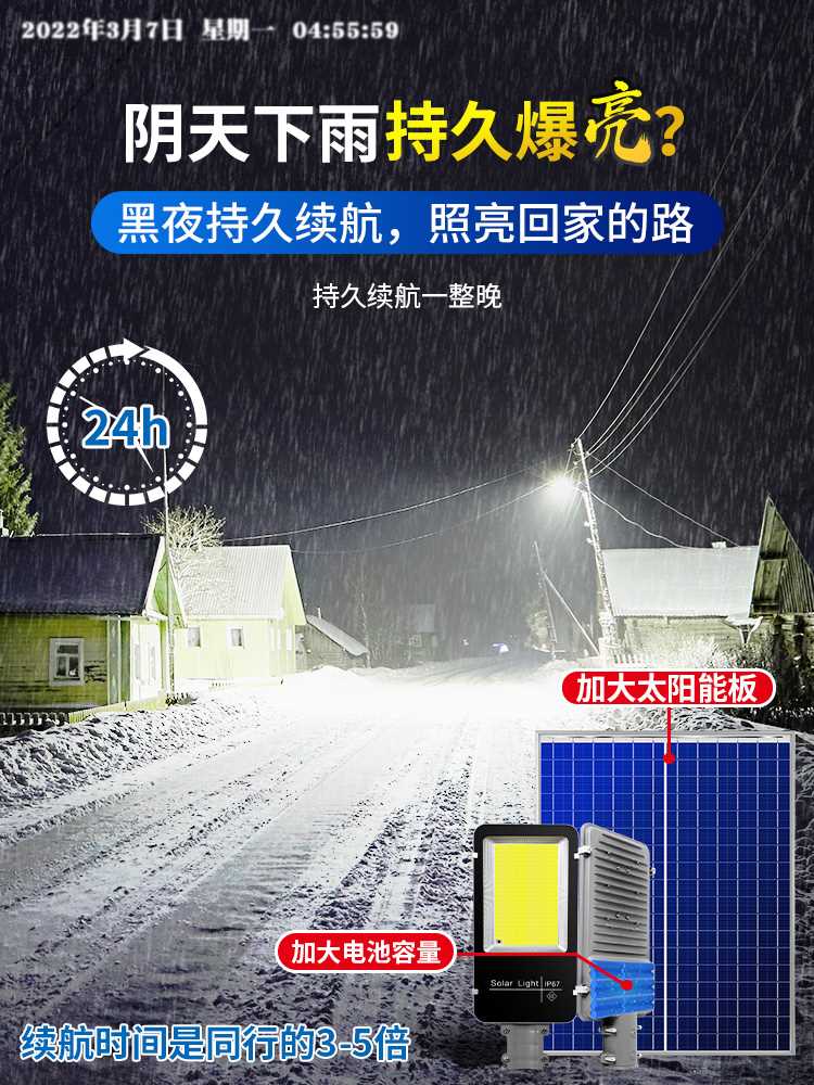 太阳能户外灯庭院灯家用照明超亮壁灯2023新款大功率防水名牌路灯 - 图0