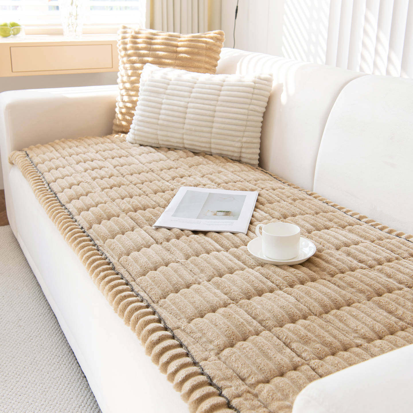 秋冬毛绒沙发垫子2025新款轻奢高级感沙发坐垫子防滑盖布巾套罩,淘宝优惠券,粉丝福利购,淘宝优惠卷