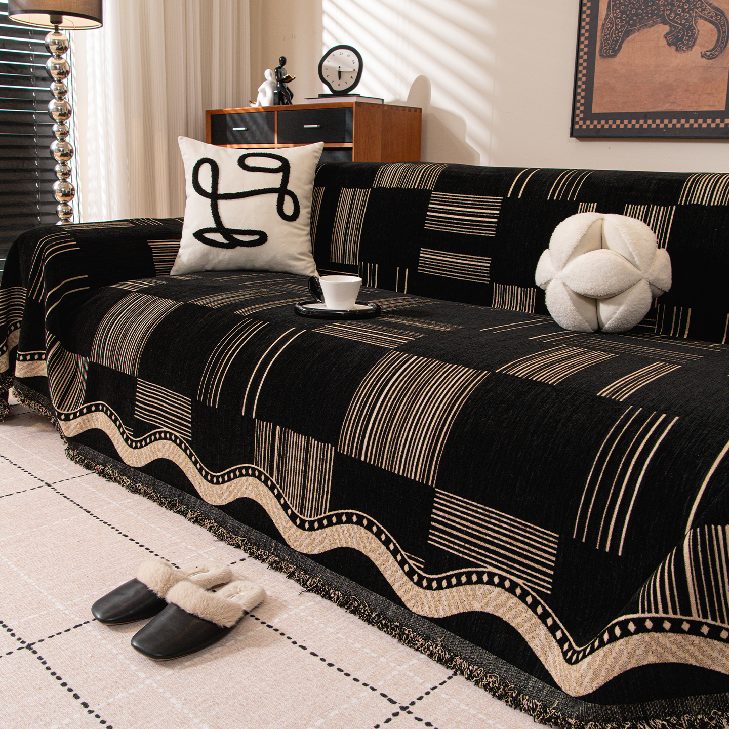 四季通用沙发巾一整张全盖2025新款固定防滑沙坐垫子盖布巾套罩 - 图2