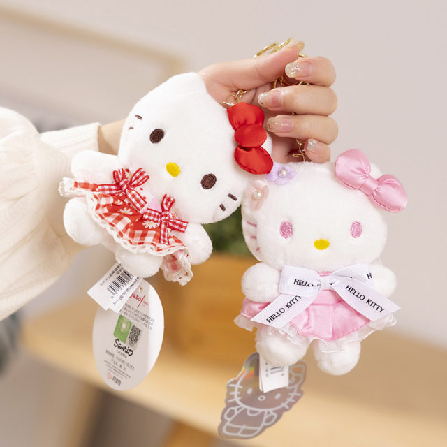 Genuine Shangrongfang Hello kitty cat pendant plush toy Hello KT backpack pendant keychain doll