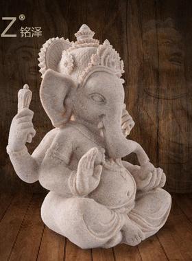 家居装饰创意礼品砂岩佛像工艺品14375印度象头神树脂摆件