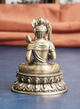 复古黄铜虚空藏菩萨像桌面摆件宗教供奉佛像工艺品文玩老铜器