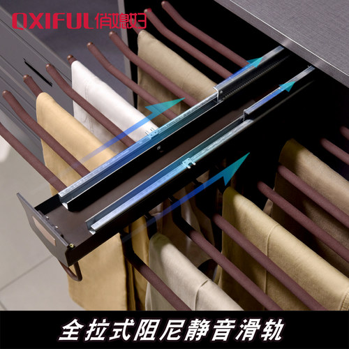 衣柜裤架伸缩裤架挂裤子轨道抽屉式推拉家用裤抽衣帽间五金配件 - 图3